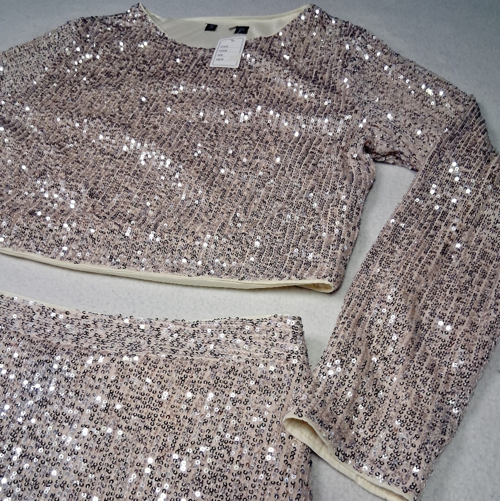 Cream Sequin Two Peice - Picture 3 of 5